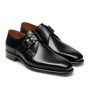 Magnanni Marco Leather Single Monk Strap Shoes Black Mansfeld Lennon Loafer 9.5